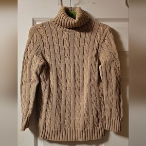 Womans Cable Knit Sweater - Tan